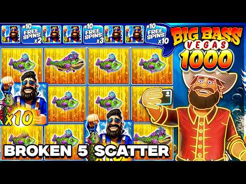 BROKEN 5 SCATTER BONUS On BIG BASS VEGAS 1000 SLOT!!